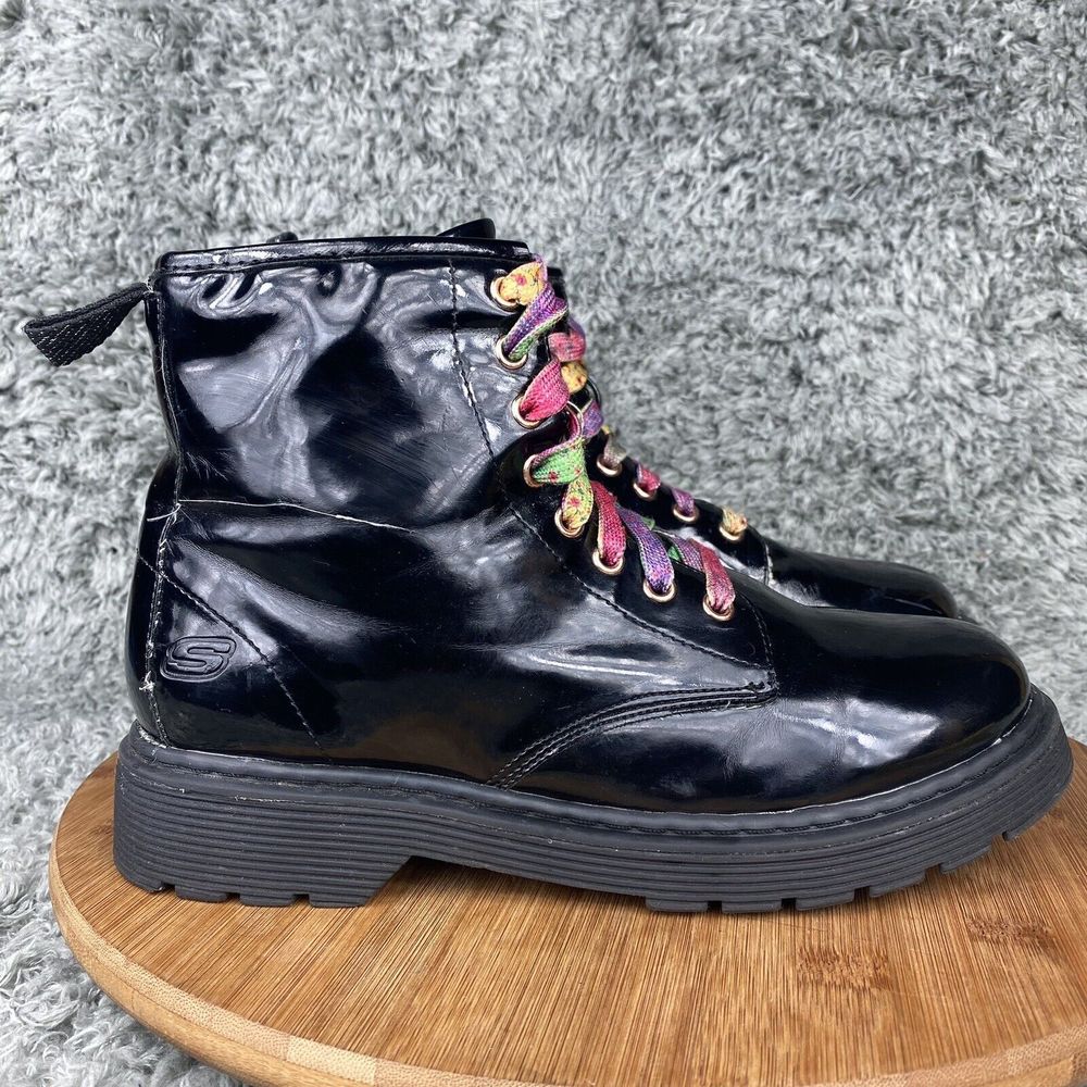 Skechers Lil Scouts Hiking Boots Size 5 Lace Up Zipper Synthetic Black